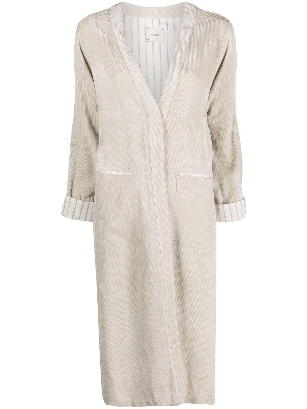 Alysi Velvet Linen Duster Coat in Natural Lyst