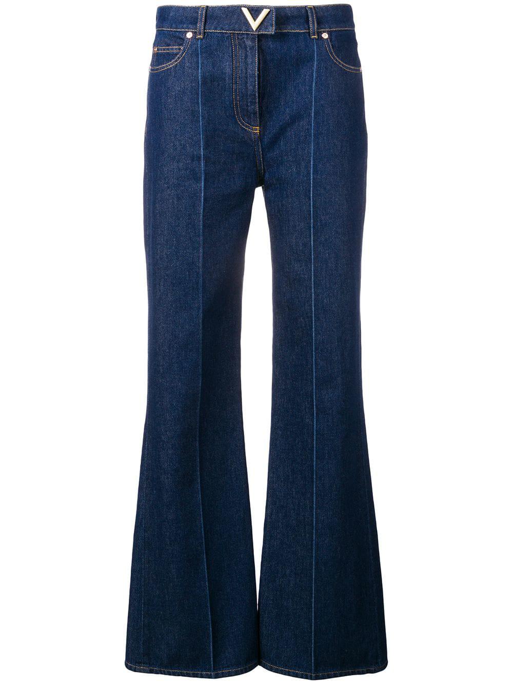 Valentino Cotton Flare Denim Jeans in Blue - Lyst