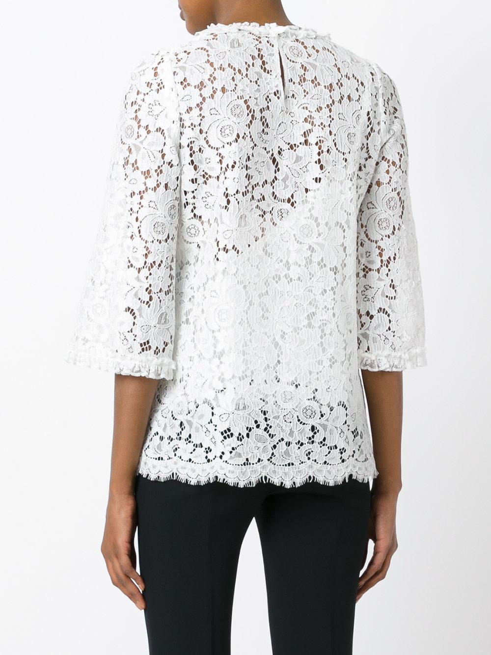 Lyst - Dolce & Gabbana Lace Top in White