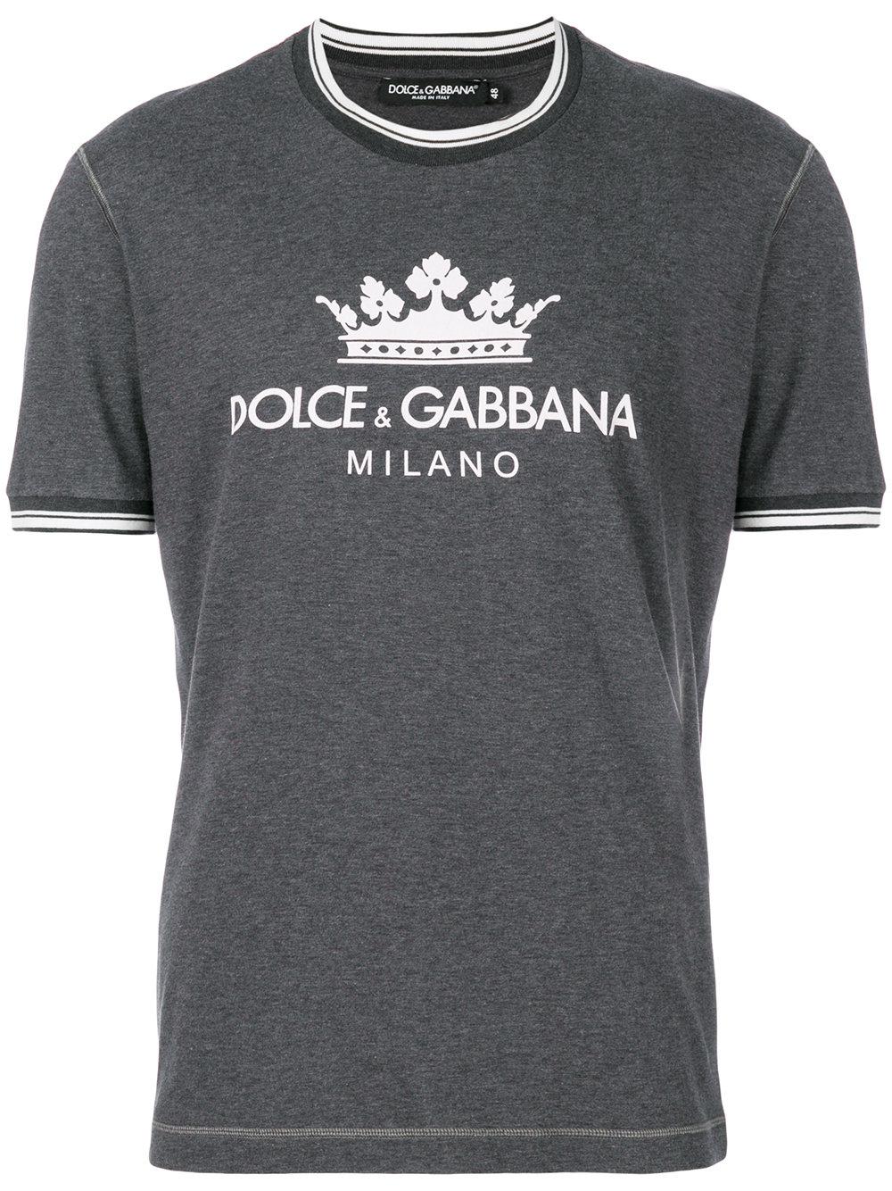 Dolce & Gabbana Cotton Logo Printed T-shirt in Grey (Gray) for Men - Lyst