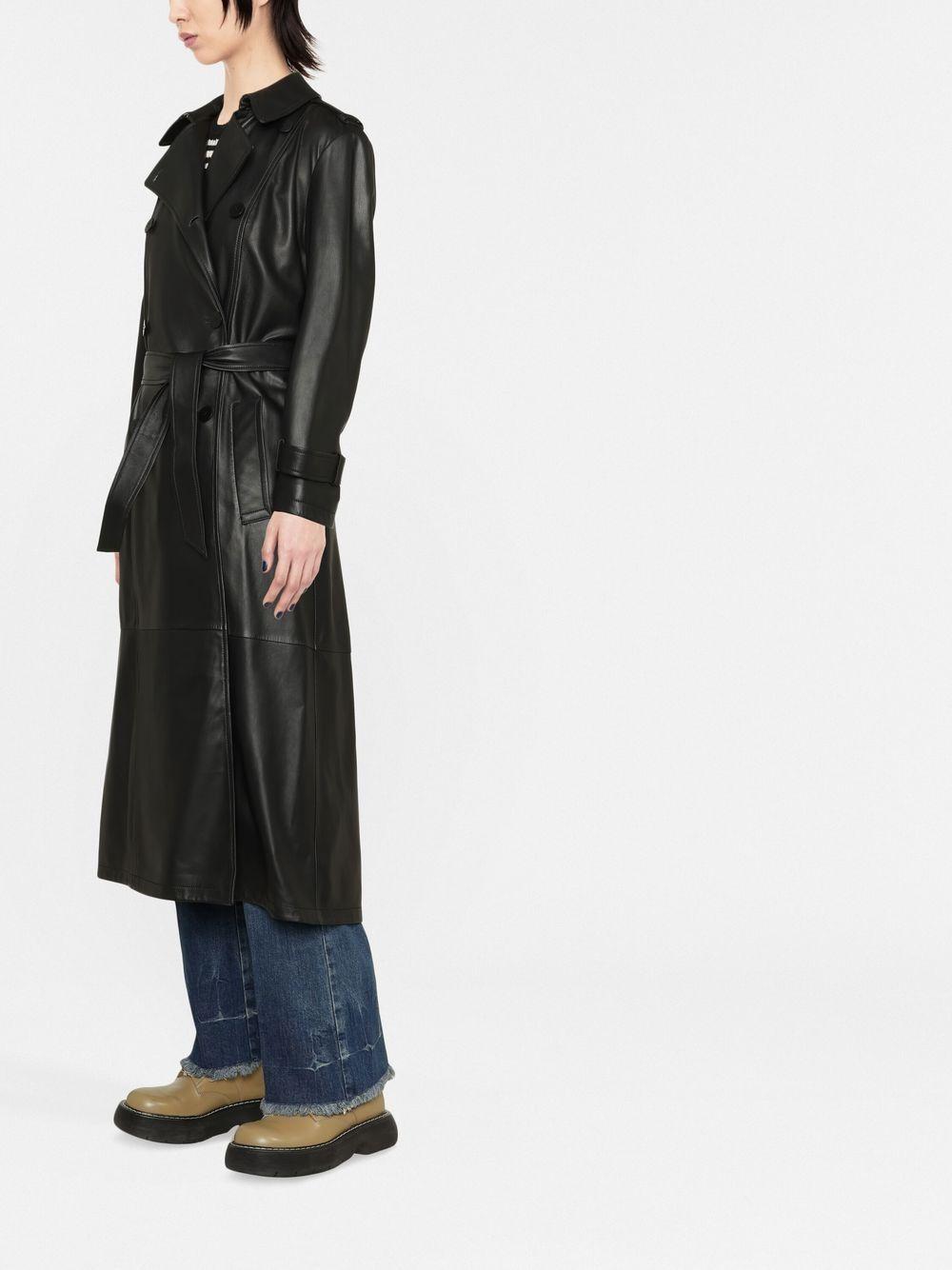 Save 36% Womens Clothing Coats Raincoats and trench coats Emporio Armani Double-breasted Leather Trench Coat in Black 