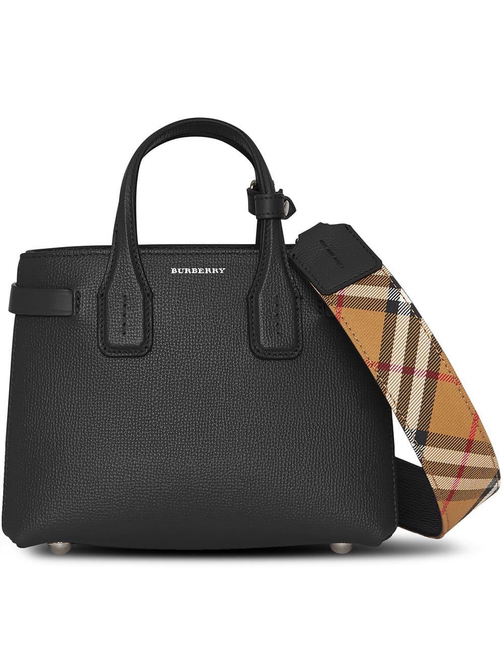 Burberry Baby Banner Leather Shoulder Bag in Black | Lyst UK