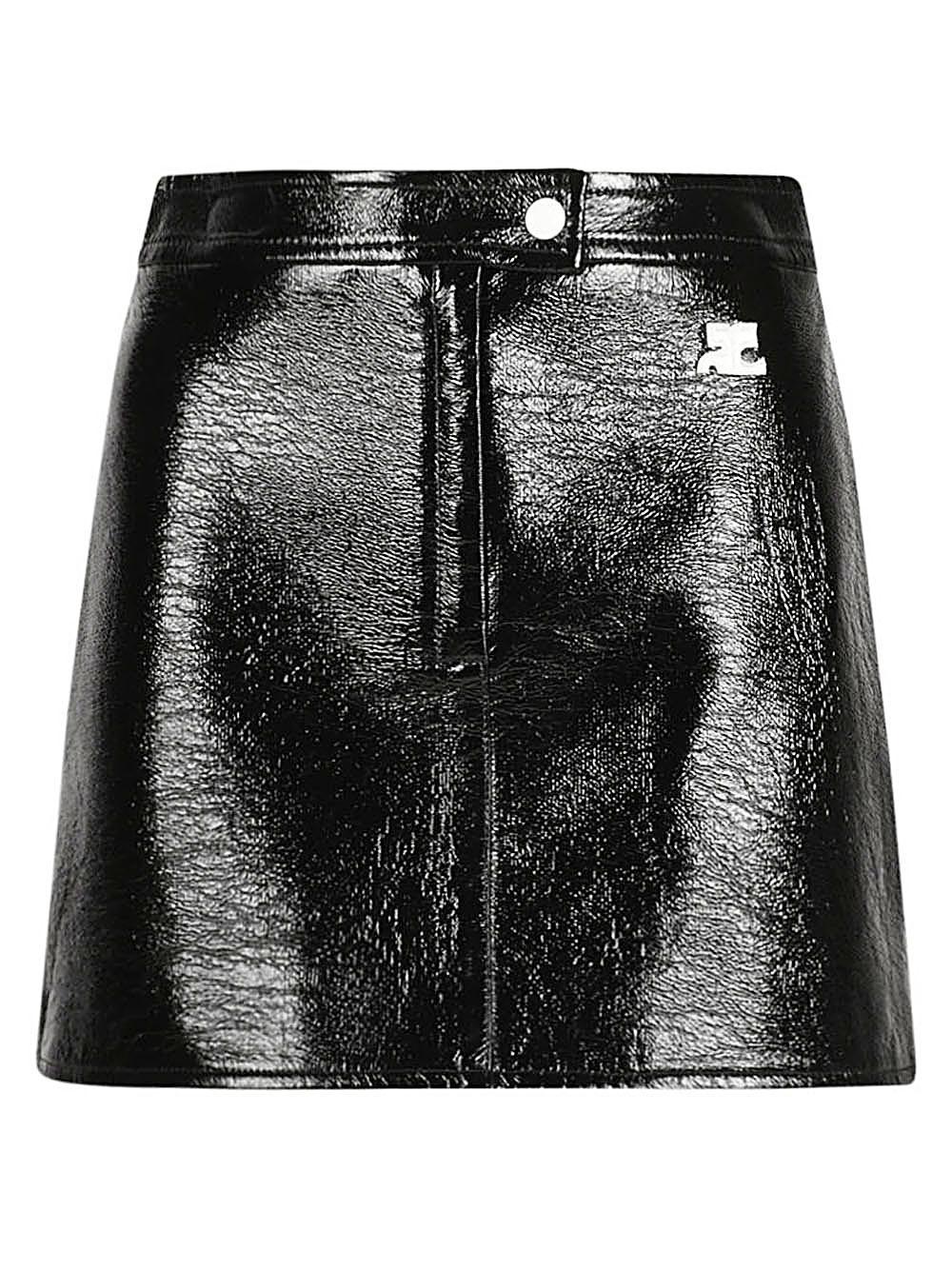 Courreges Logo Vinyl Mini Skirt in Black | Lyst