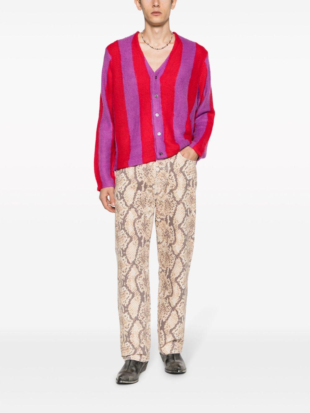 Stussy Striped Knitted Cardigan in Pink | Lyst