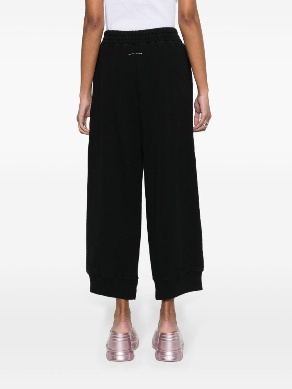 Wide-leg cotton-blend sweatpants in black - MM 6 Maison Margiela