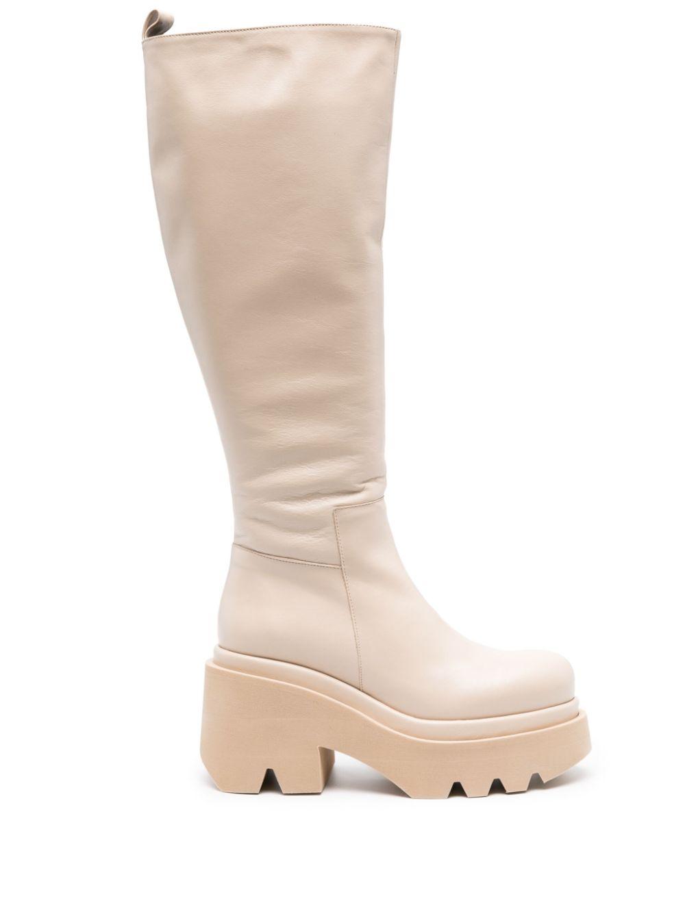 Paloma Barceló Leather Heel Boots in White | Lyst