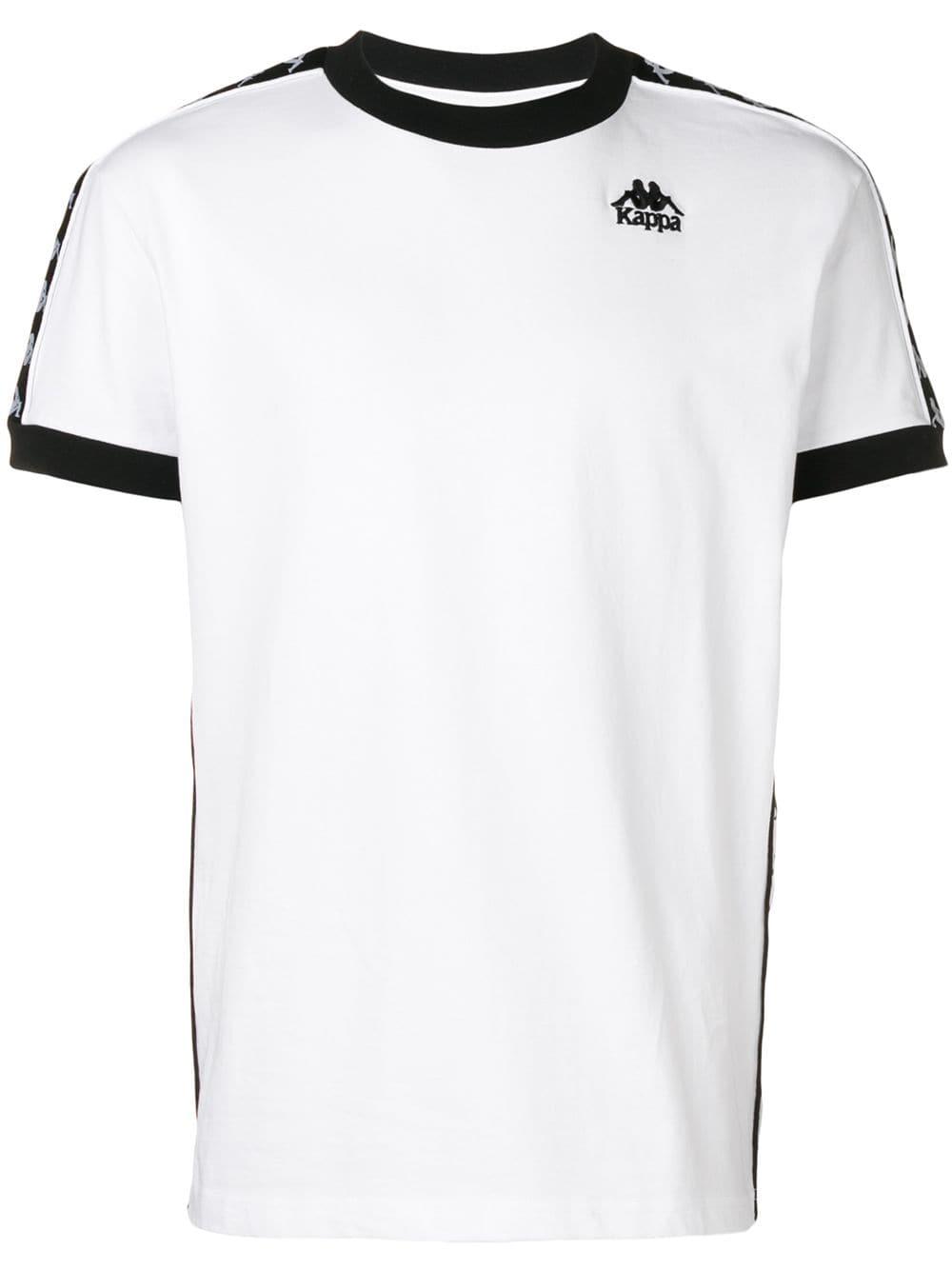 Kappa Cotton Logo Print Stripe T-shirt in White for Men - Lyst