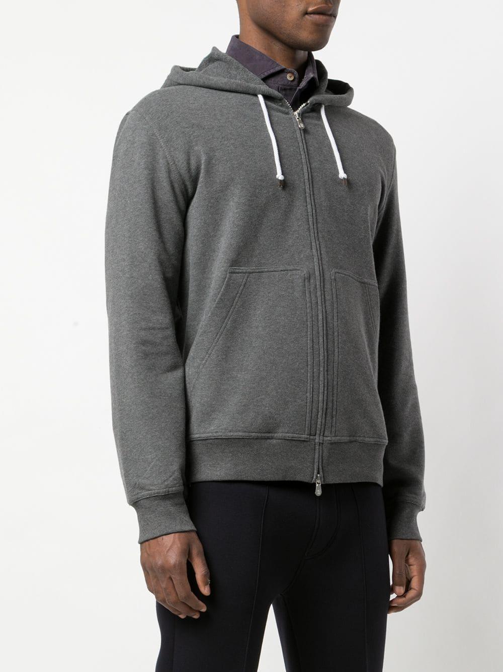 Brunello Cucinelli Hooded Sweatshirt in Grey (Gray) for Men - Save 