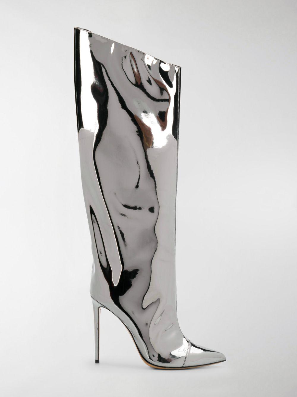 metallic silver boots