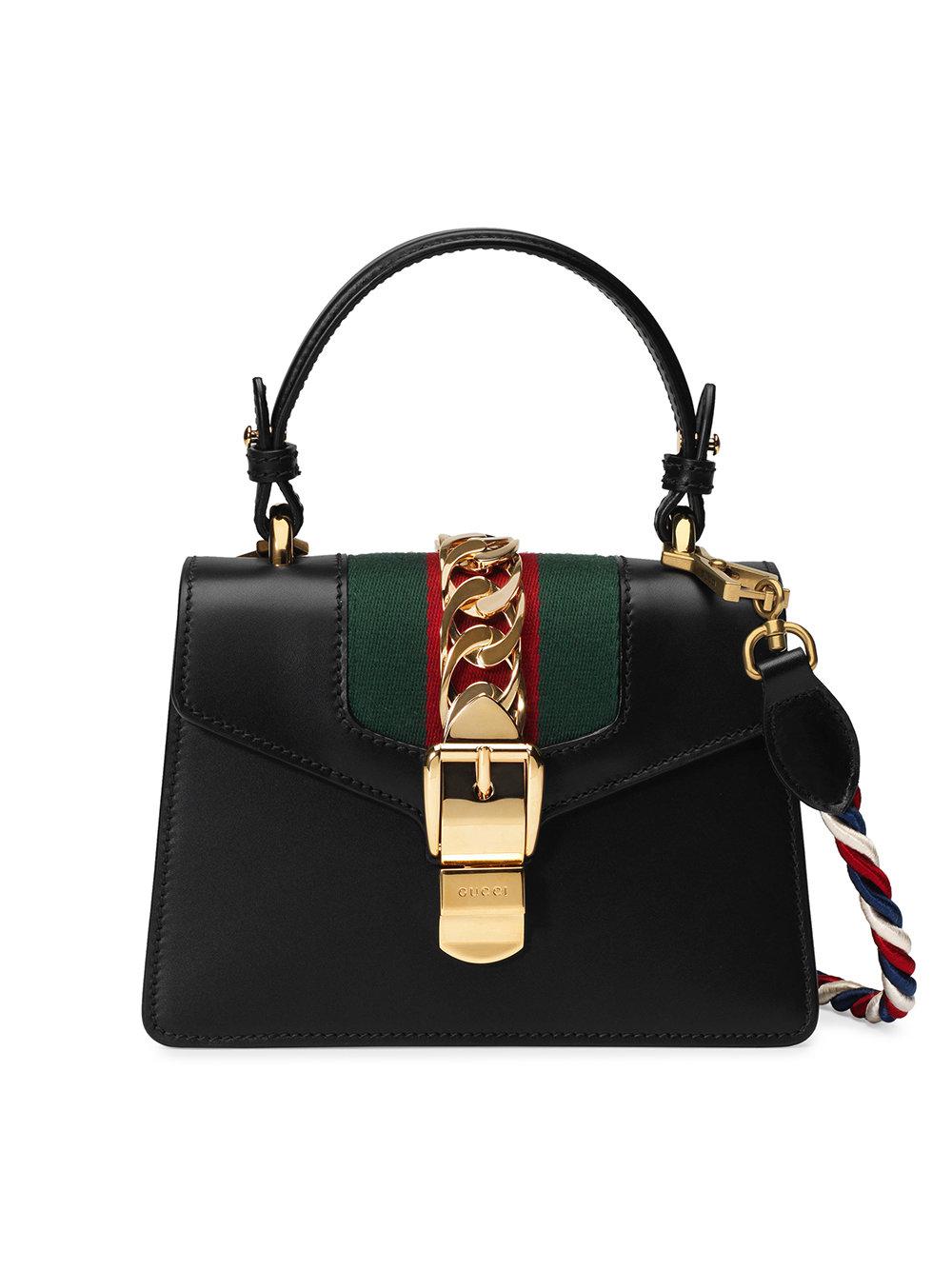 Gucci Sylvie Leather Mini Bag in Black | Lyst