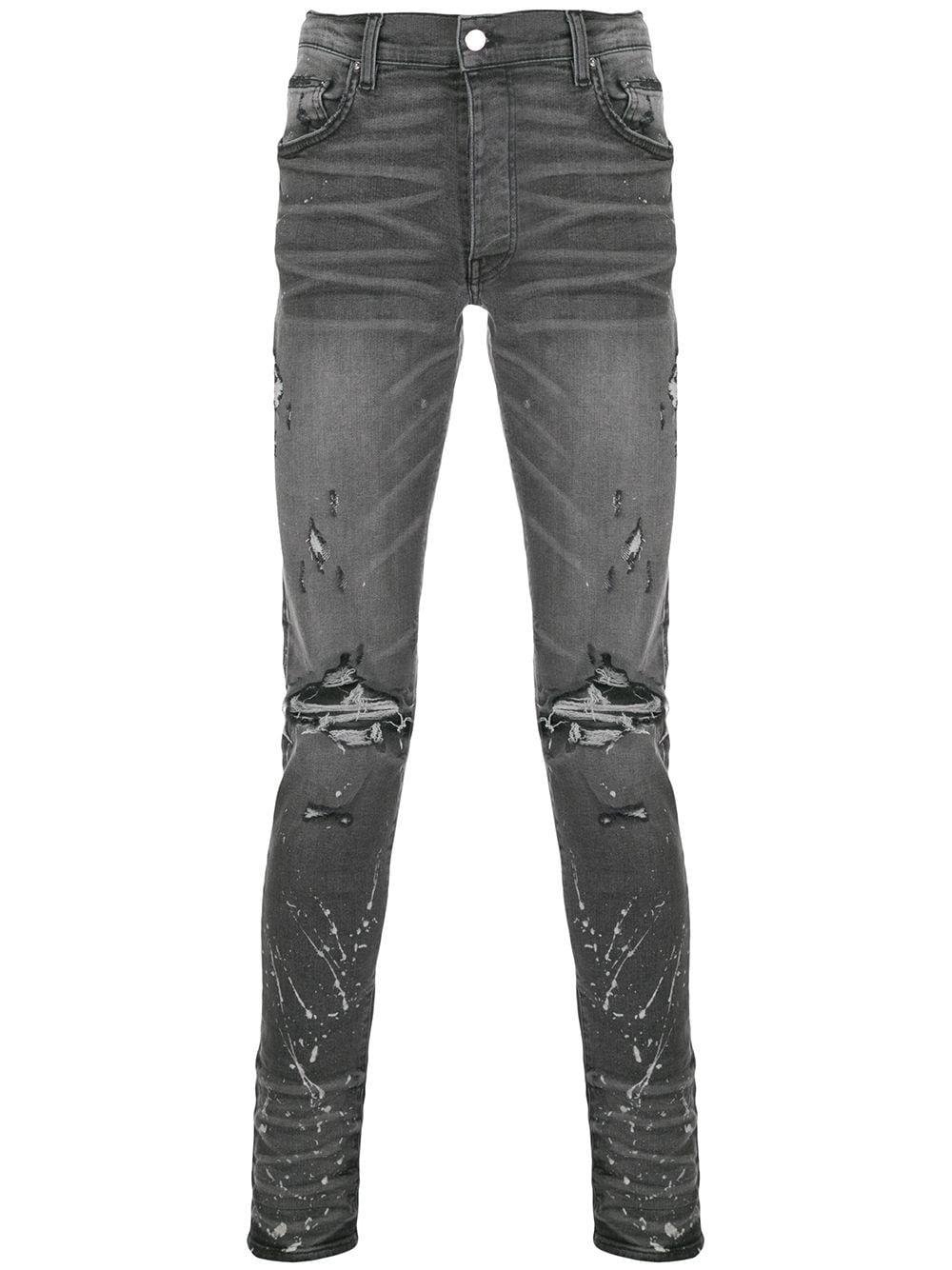 Amiri Distressed Skinny Jeans in Gray for Men | Lyst