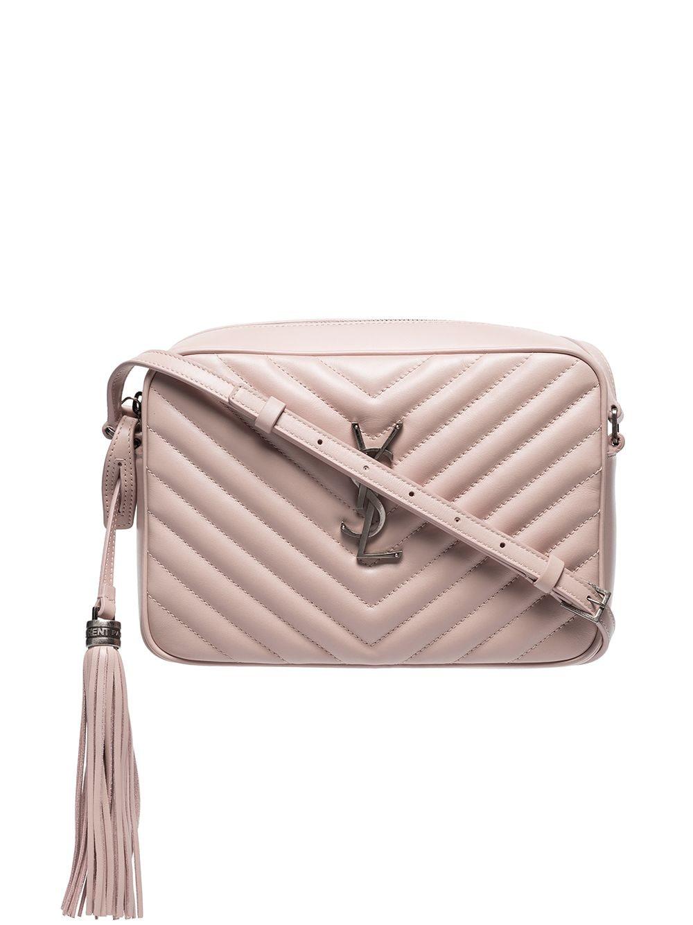 Saint Laurent Lou Medium Ysl Quilted Camera Crossbody Bag with Pocket Rosy Sand