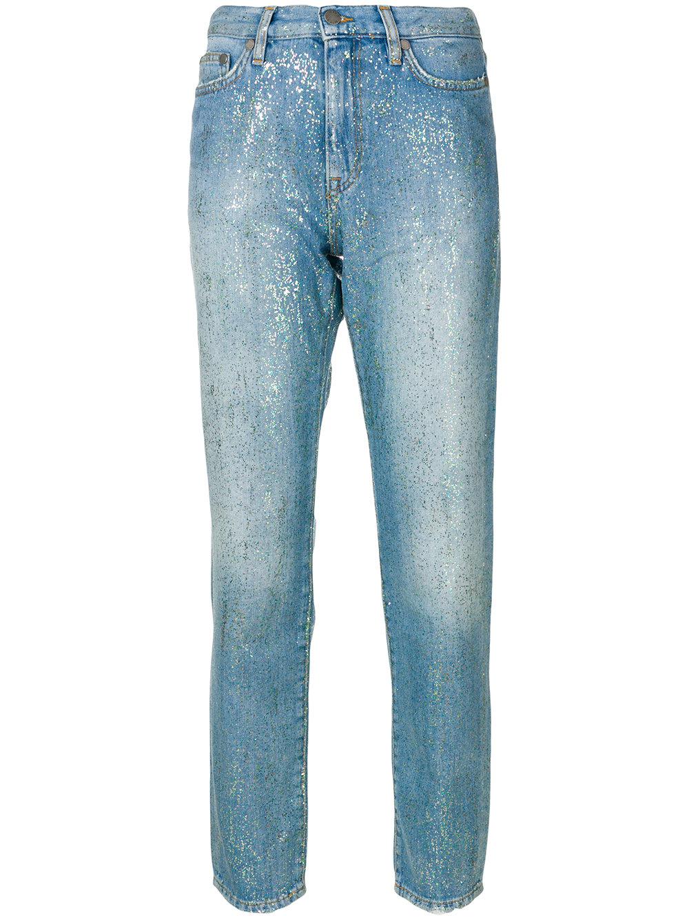 Mira Mikati Multi Glitter Denim Jeans in Blue | Lyst