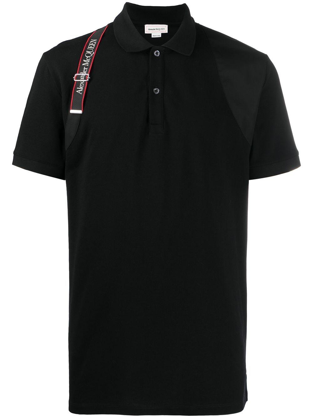 【今日の超目玉】 アレキサンダー マックイーン メンズ ポロシャツ トップス Men's Graffiti Logo Collar Cotton  Polo BLACK
