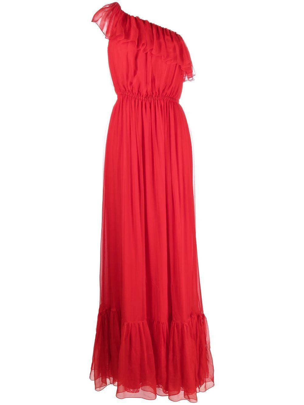 Gucci Silk Long Dress in Red | Lyst