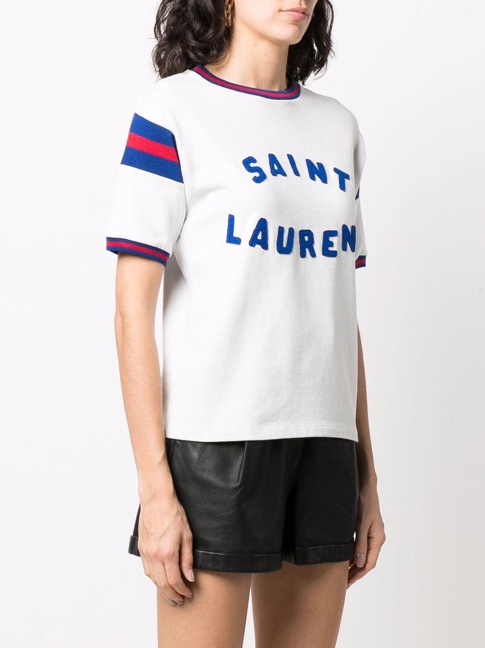 Saint Laurent Cotton Logo T-shirt in White - Lyst
