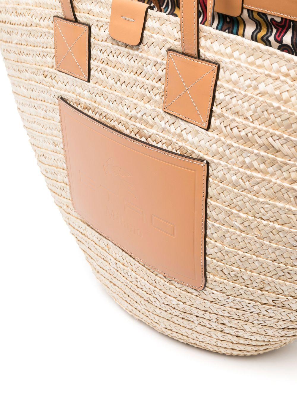 Etro Tote Bag In Woven Straw