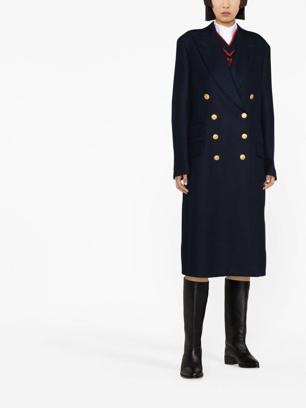 Gucci Double-breasted Cashmere Coat in Blue | Lyst