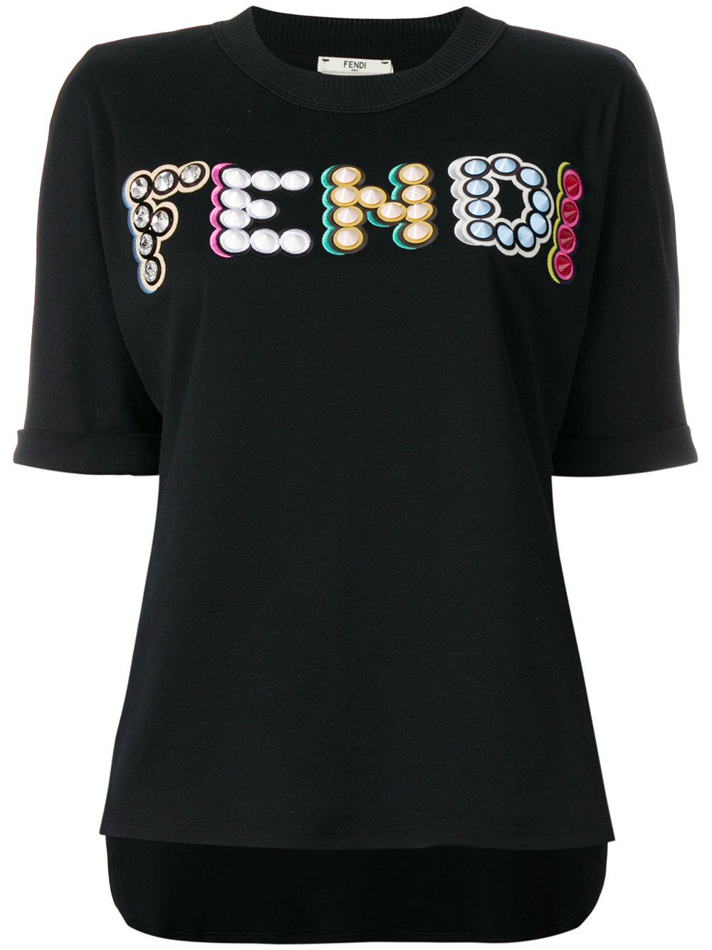 fendi studded logo t shirt