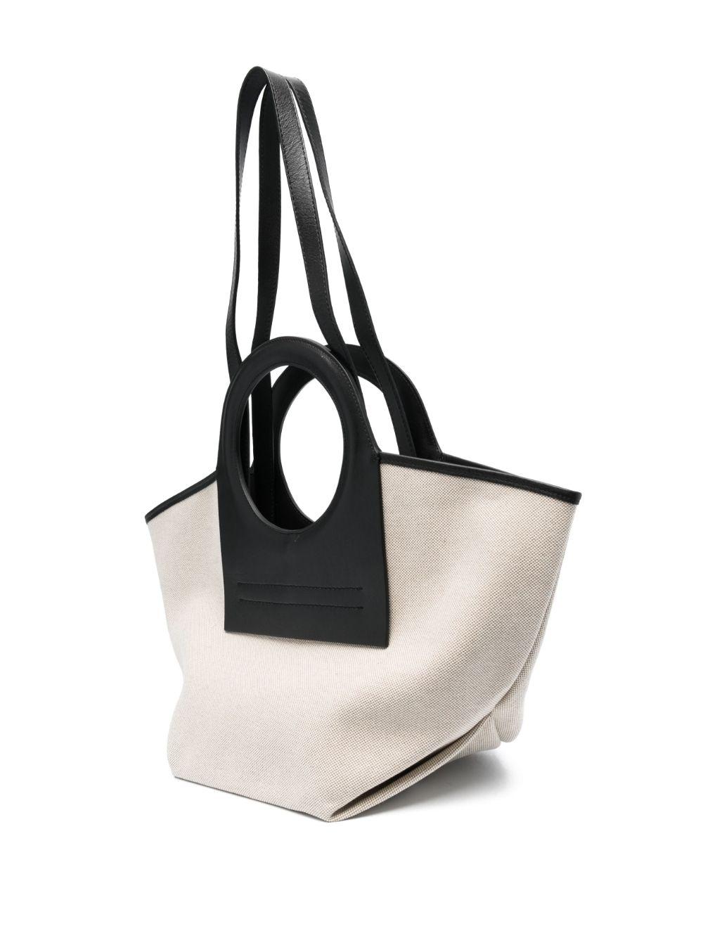Hereu - Beige and Brown Chestnut Leather and Canvas Cala Tote Bag