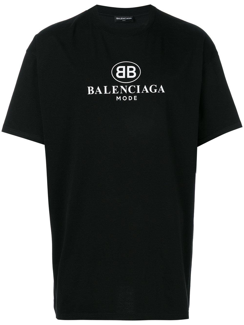 Balenciaga Logo Print Cotton T-shirt in Black for Men - Lyst