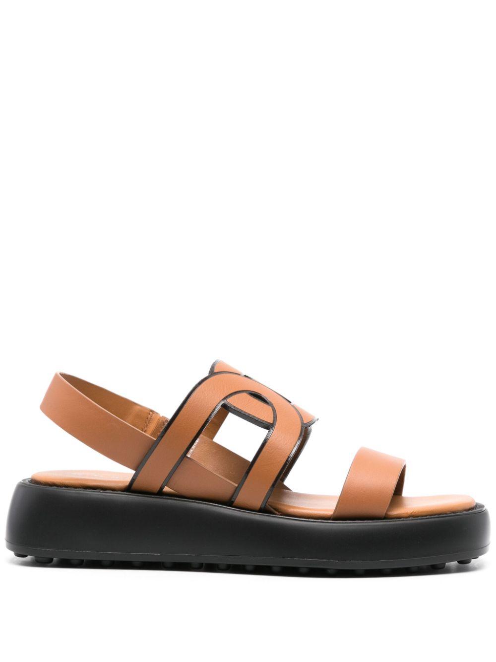 サンダル・ミュール TOD'S Brown leather sandals with double straps Tod's Double Strap Sandals - Women – myCompañero