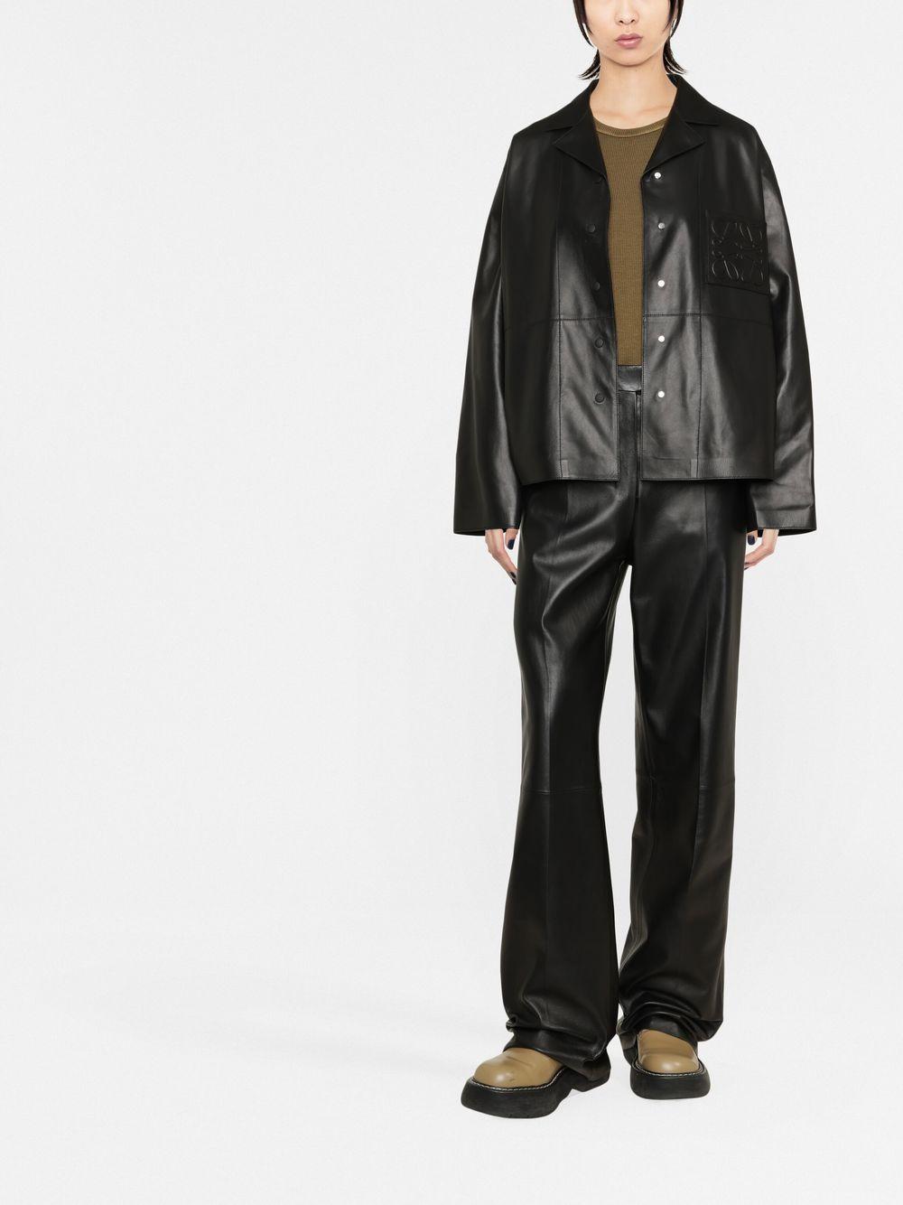 Loewe Anagram Patch Leather Pyjama Blouse in Black | Lyst