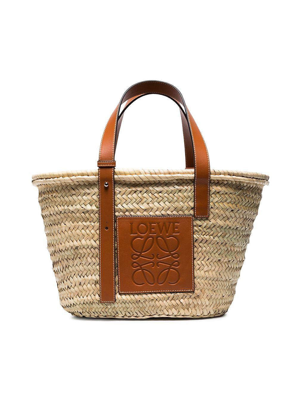Loewe-Paulas Ibiza Basket Raffia And Leather Tote Bag in Brown | Lyst