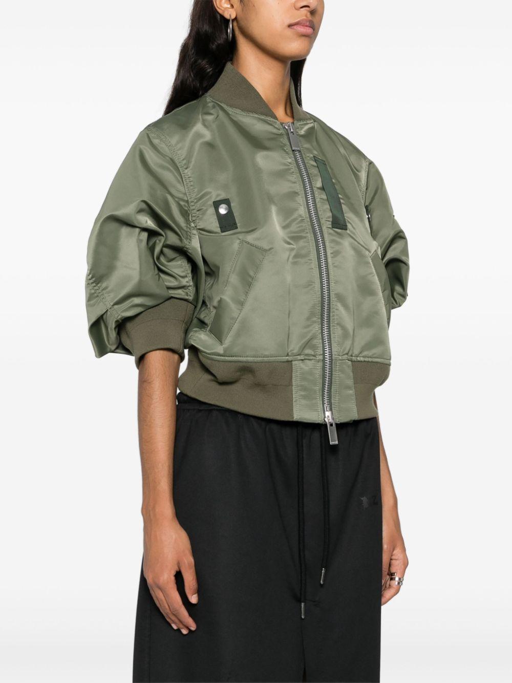 ブルゾン Sacai Army Green Nylon Bomber Jacket Sacai Nylon Twill Bomber Jacket in Army Green | Santa Fe Dry