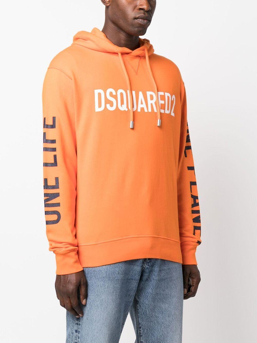 DSquared² Slogan-print Long-sleeve Hoodie in Orange for Men | Lyst