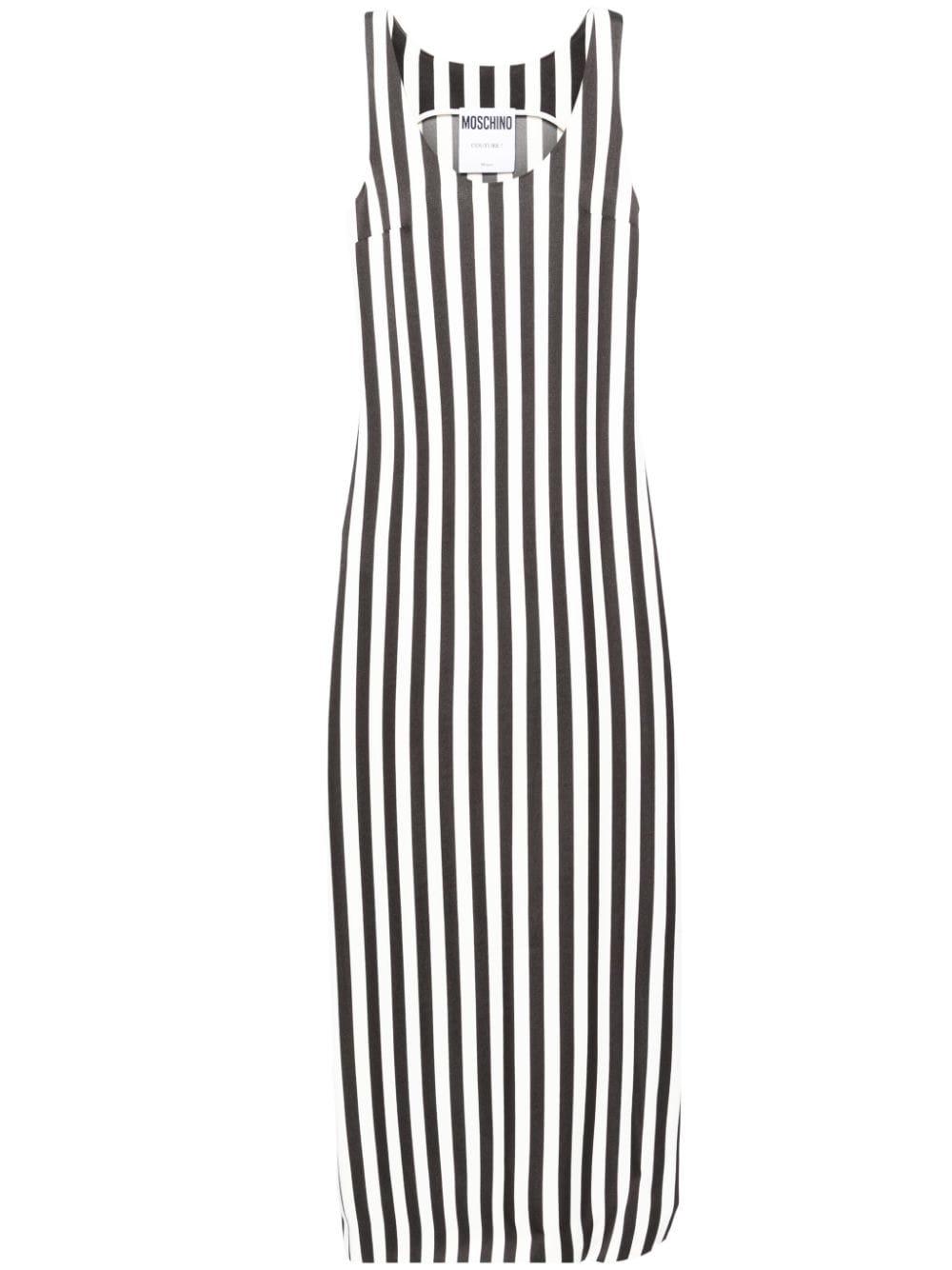 Moschino Scoop Neck Striped Long Dress in White Lyst UK