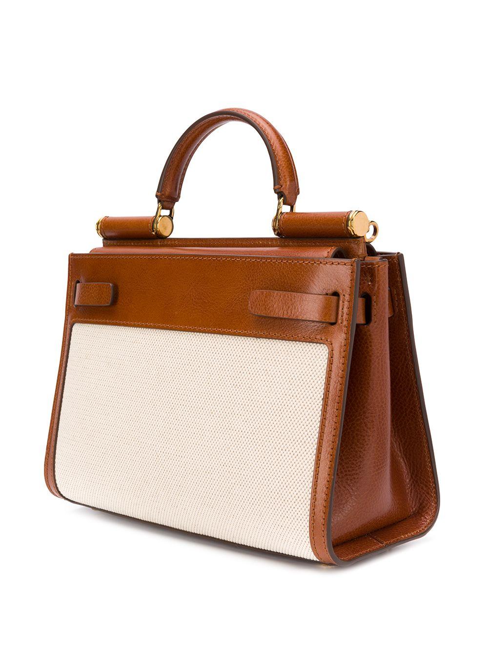 Dolce & Gabbana Medium Sicily 62 Bag In Canvas And Cowhide in 