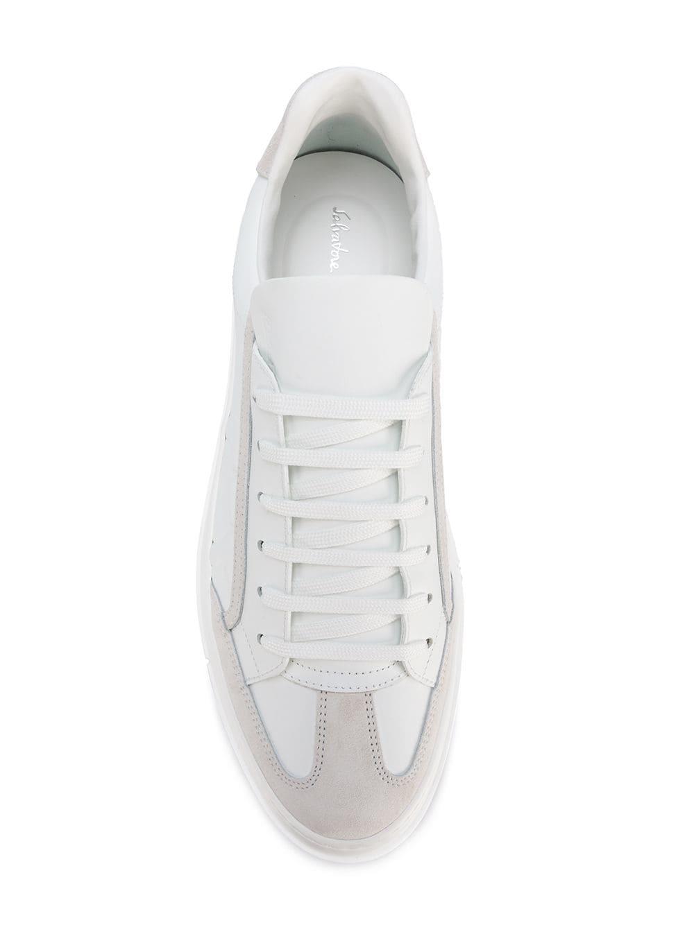 Ferragamo Men's Borg Low-top Leather Sneakers in White for Ferragamo Men's Borg Low-top Leather Sneakers in White for