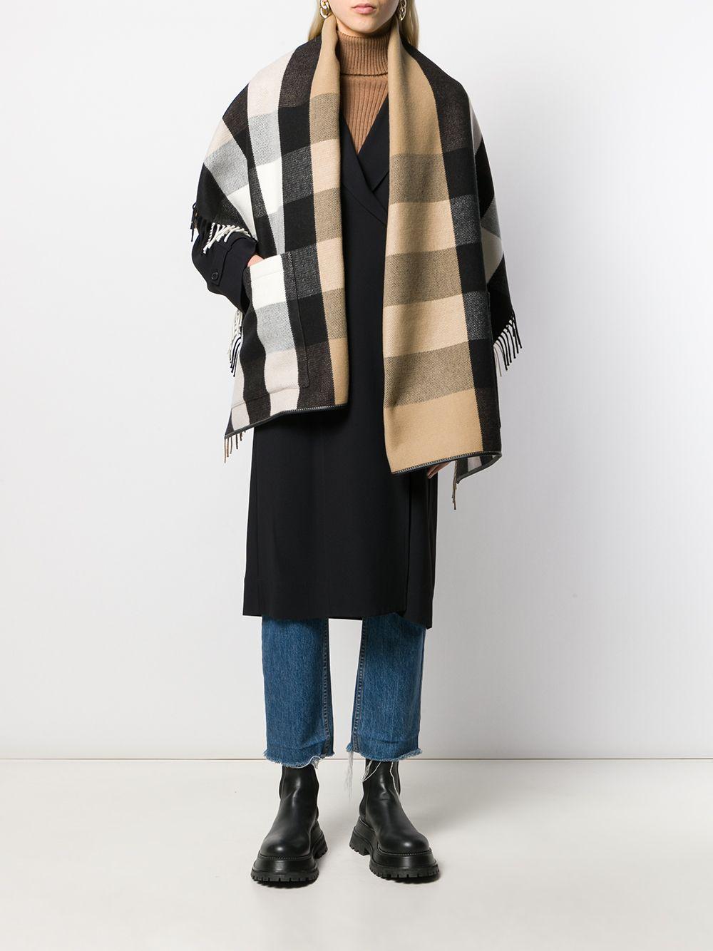 burberry check wool cashmere cape