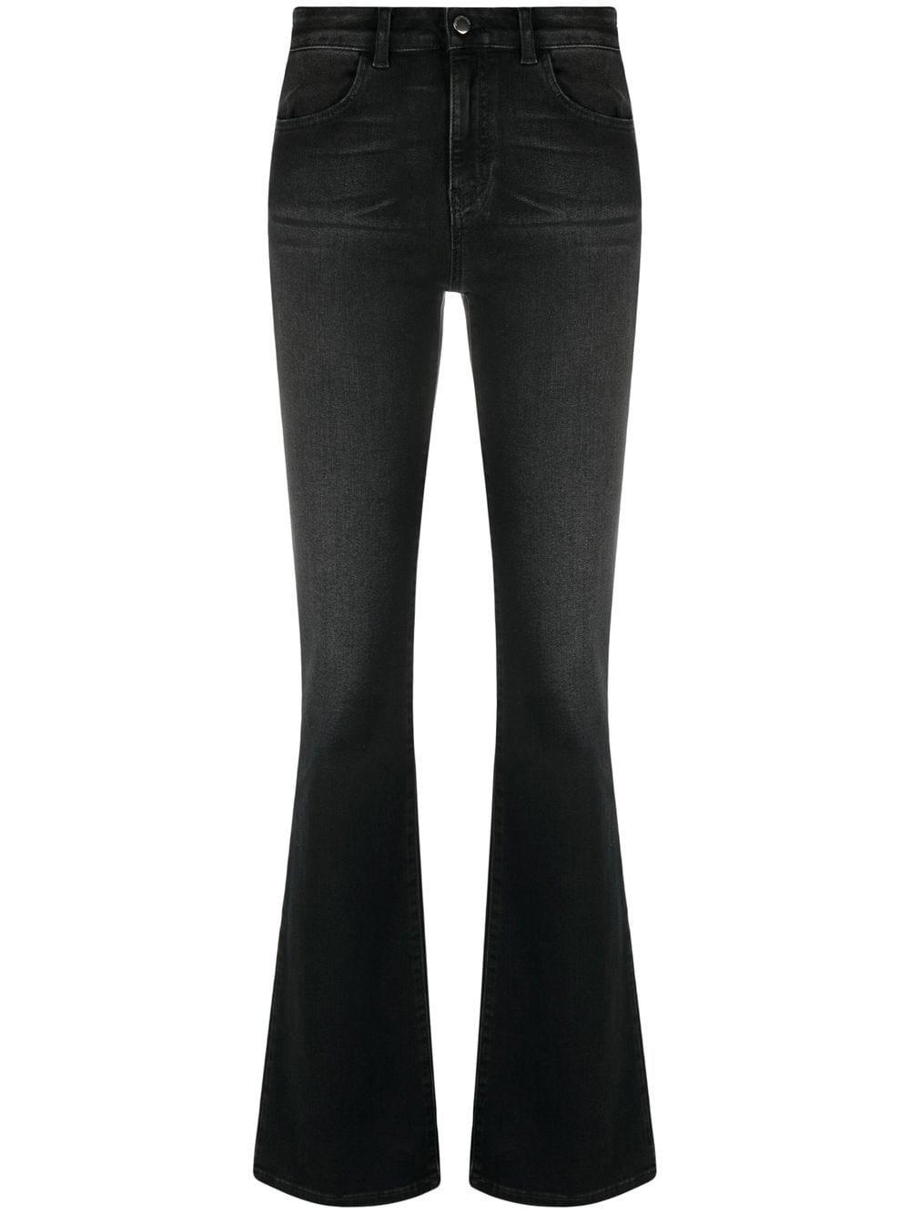 Emporio Armani Washed Flare-jeans in Black | Lyst