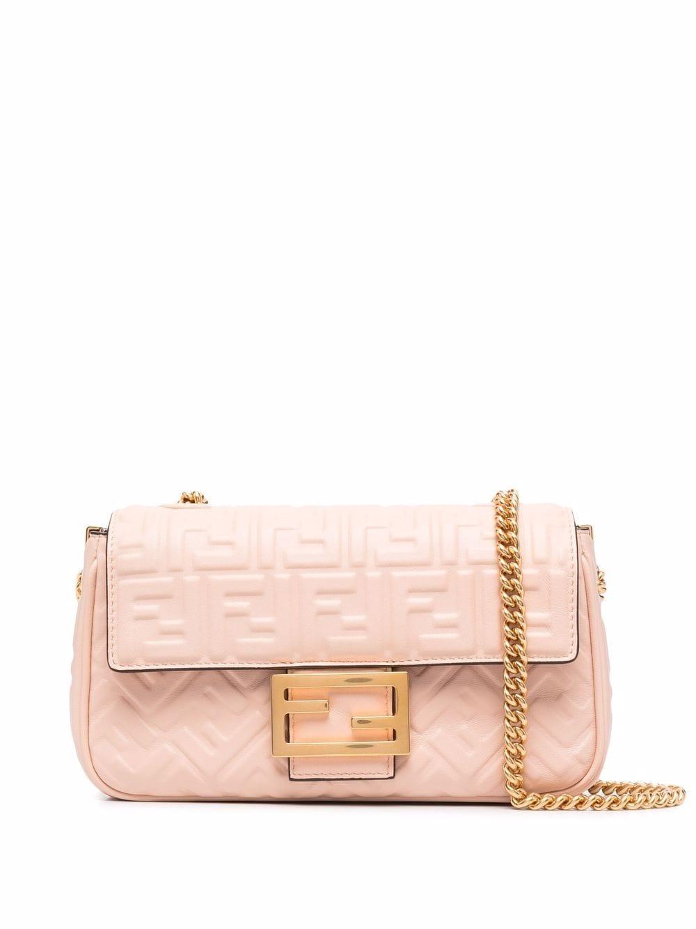 Baguette Medium Leather Shoulder Bag in Pink - Fendi