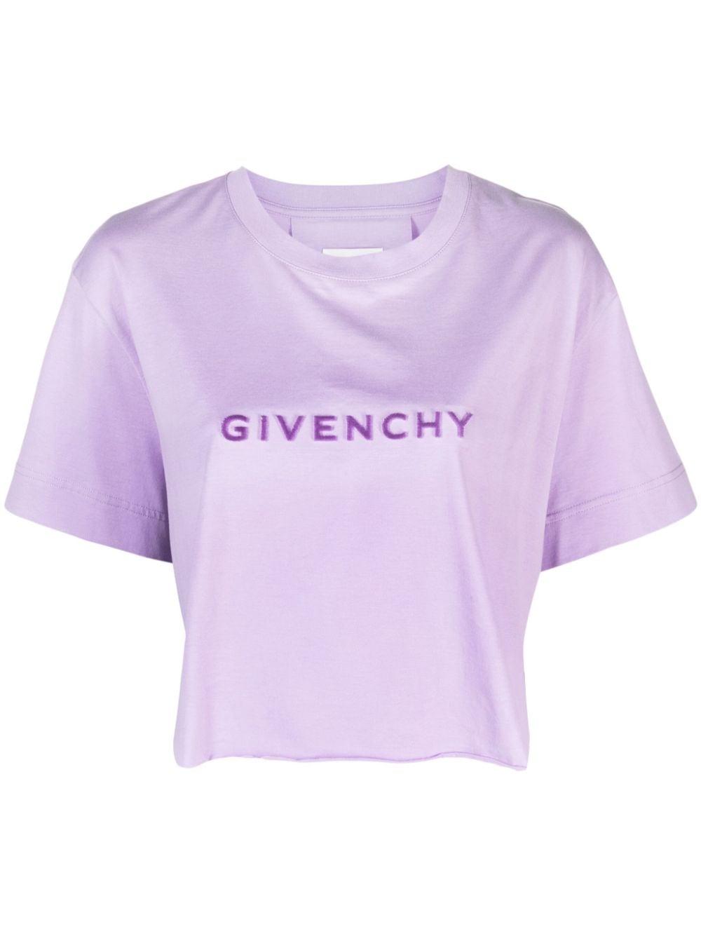 Givenchy Logo Cotton Cropped T-Shirt in Purple | Lyst Givenchy Logo Cotton Cropped T-Shirt in Purple | Lyst