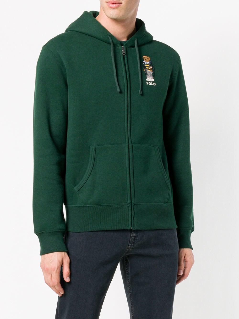 Polo Ralph Lauren Bear Embroidery Hoodie Sweatshirt in Green for Men | Lyst