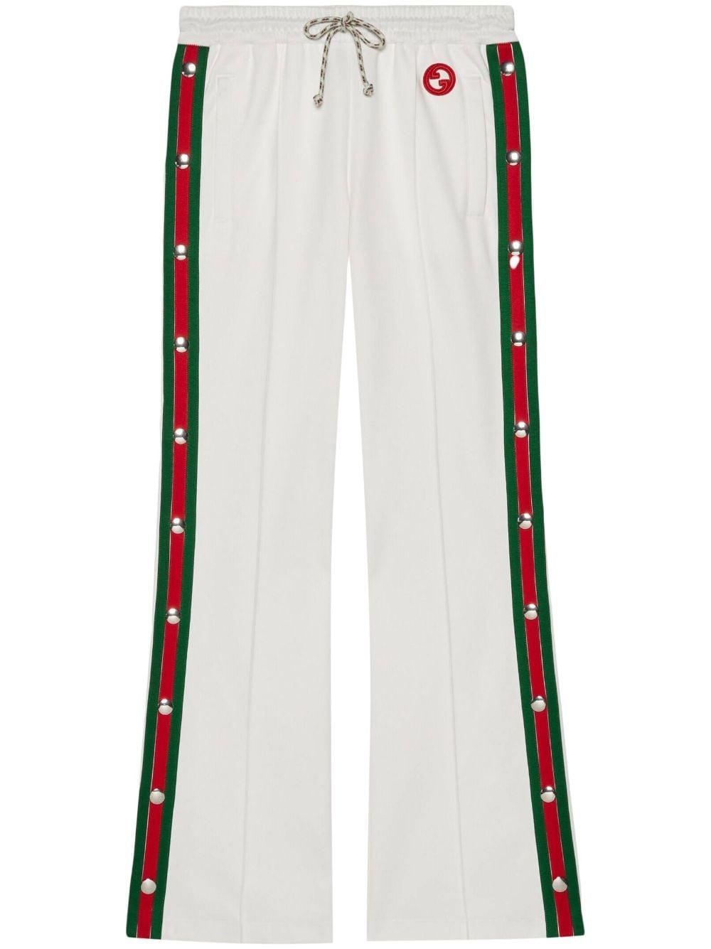 GUCCI Leather-trimmed cotton-blend canvas-jacquard flared pants | Floral  pants outfit, Flare pants, Cropped flare pants