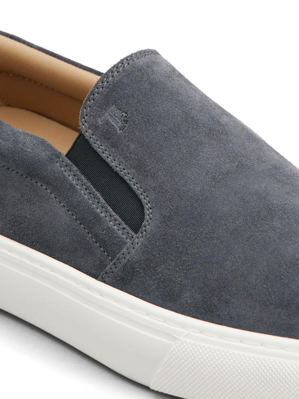 Grey suede hotsell slip ons