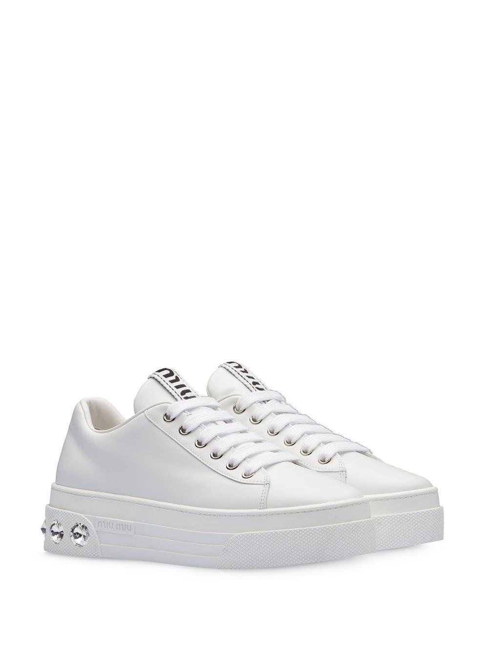 Miu Miu Leather Sneakers White | Lyst Canada