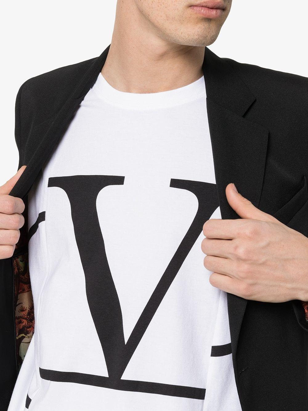 Valentino Cotton Vltn Print T-shirt in White/ Black (White) for 