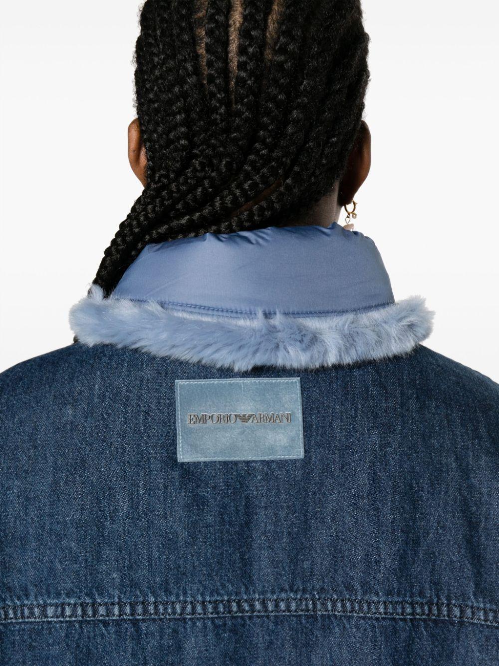 Emporio Armani Faux Fur Detail Denim Jacket in Blue Lyst UK