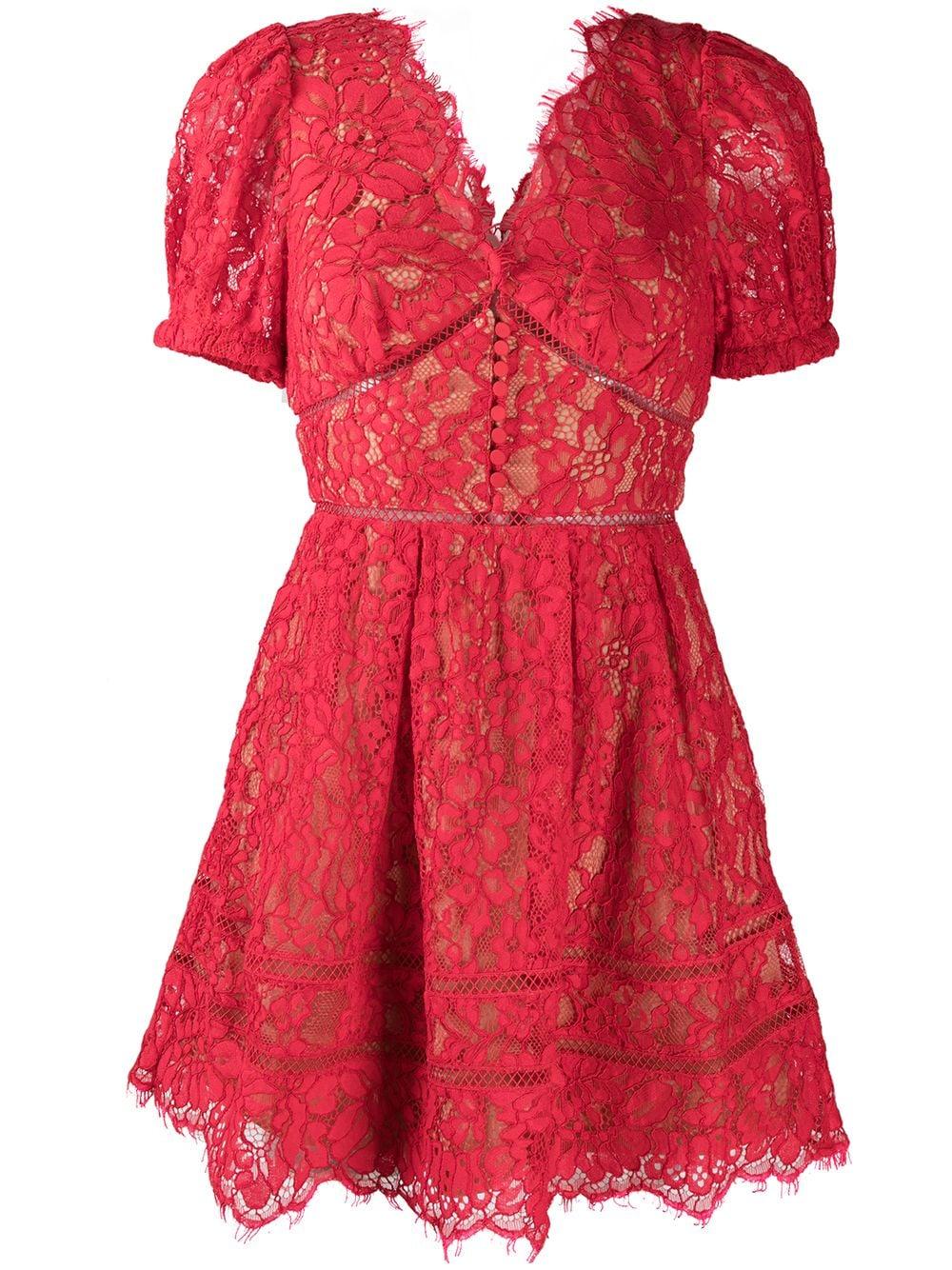 Self-Portrait Fine Cord Lace Mini Dress in Red | Lyst UK Self-Portrait Fine Cord Lace Mini Dress in Red | Lyst UK