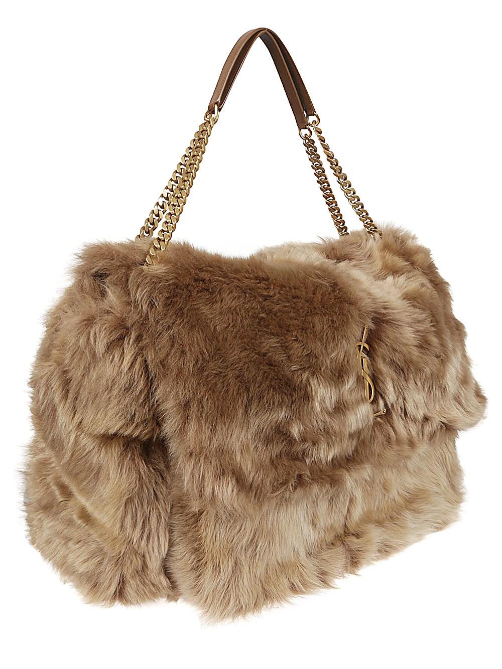 Saint Laurent Niki Fur Shoulder Bag in Brown Lyst UK
