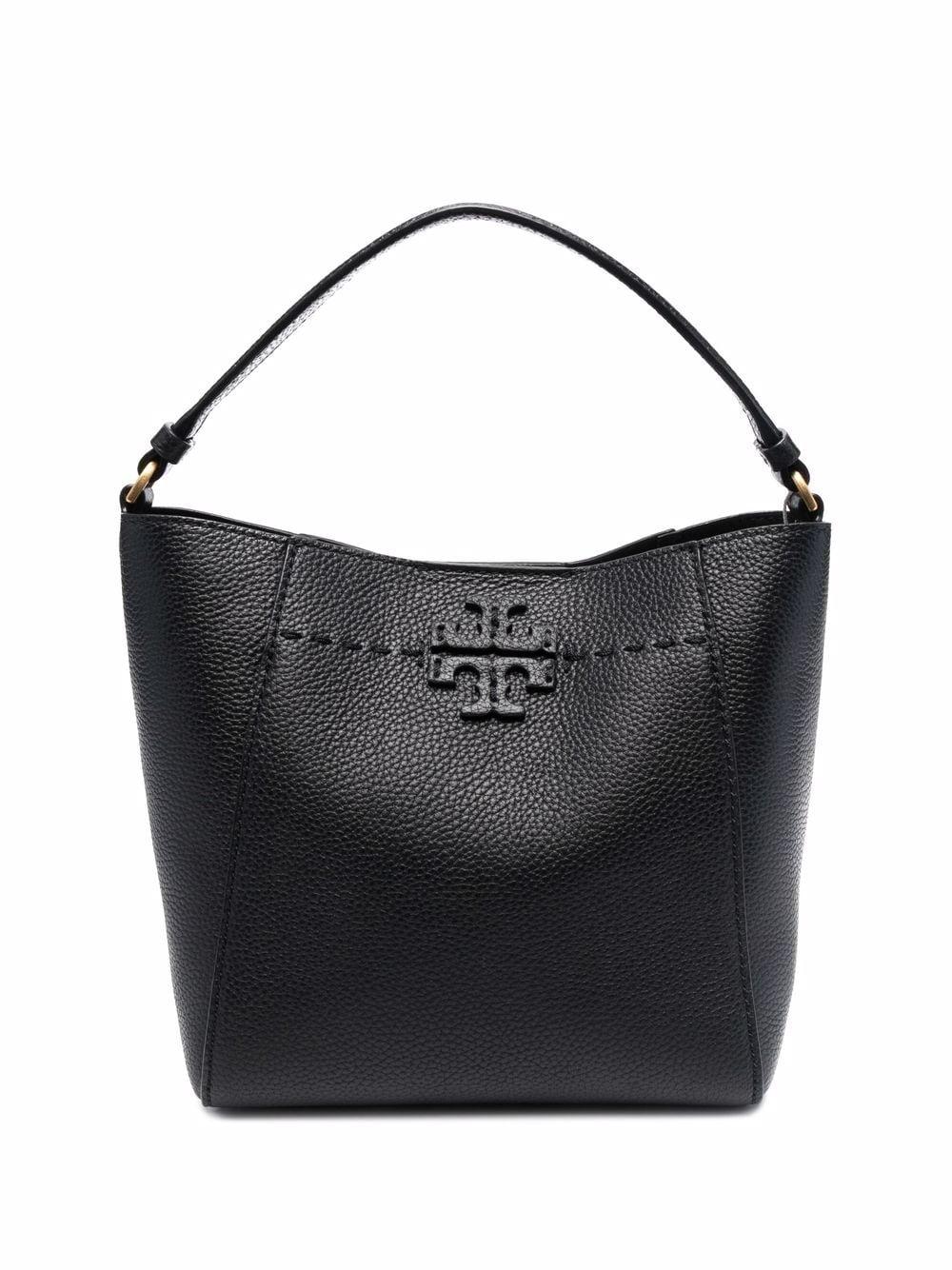 Tory Burch Mcgraw Small Leather Bucket Bag in Black Lyst