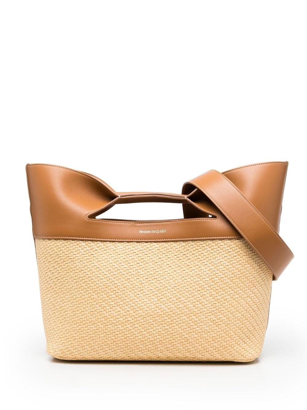 Remisión comportarse Nabo Alexander McQueen The Bow Leather And Raffia Tote Bag | Lyst