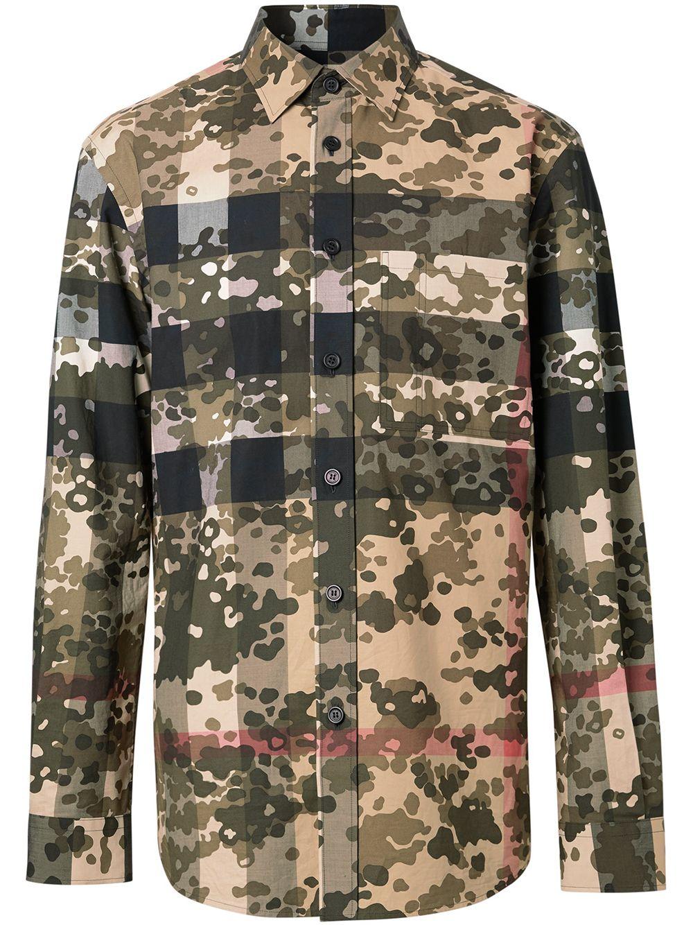 Burberry Camouflage Check Poplin Shirt for Men | Lyst