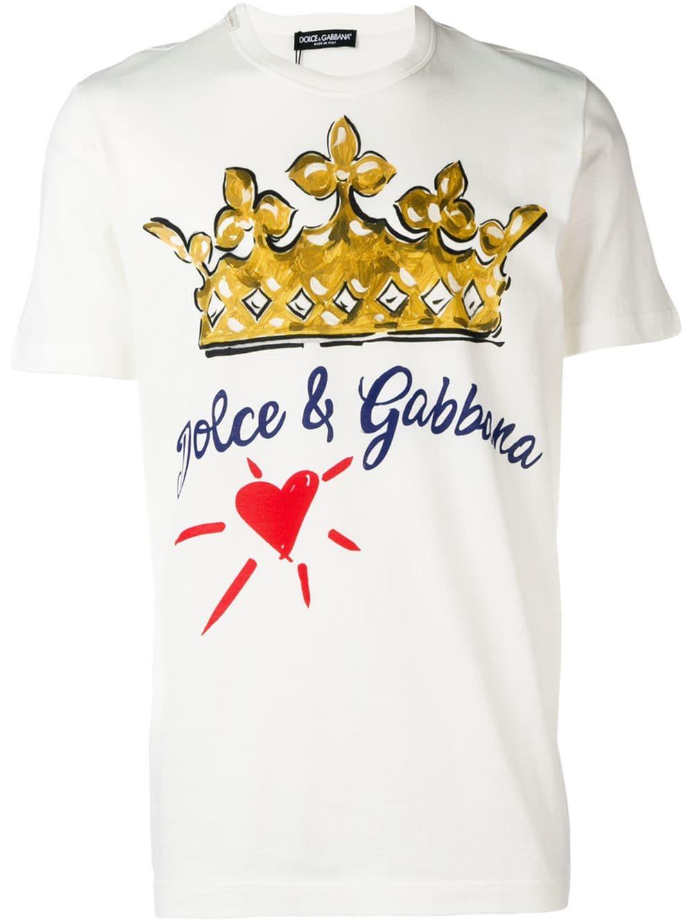 Dolce & Gabbana Crown Heart Print T-shirt in White for Men | Lyst