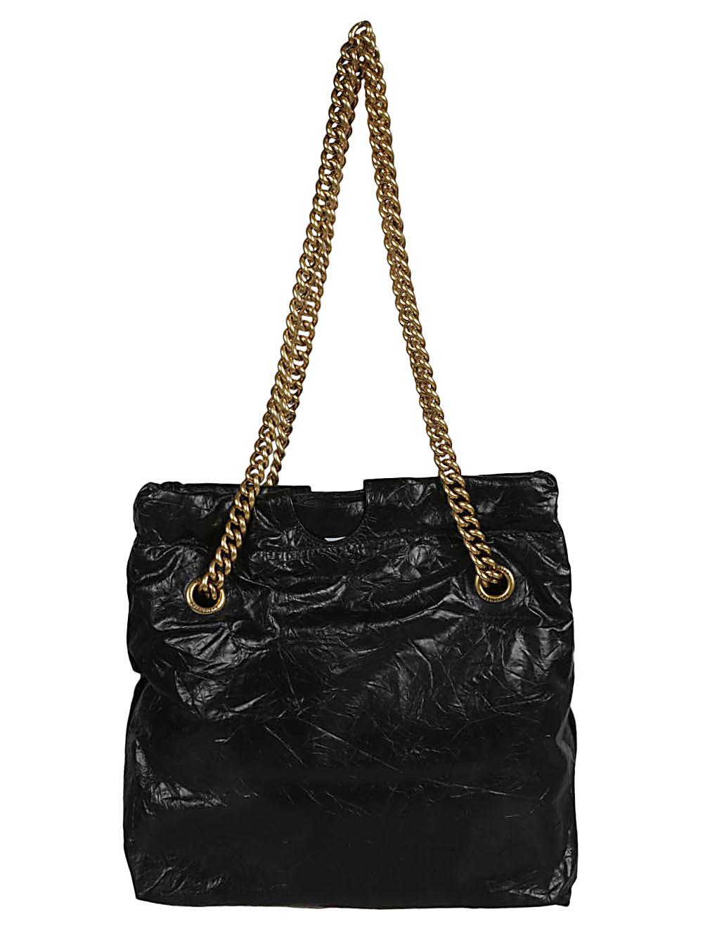 Women's Hourglass Small Handbag Crushed Effect in Black